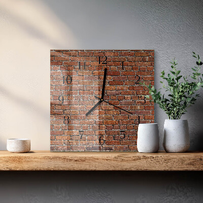 Glass wall clock square Brick
