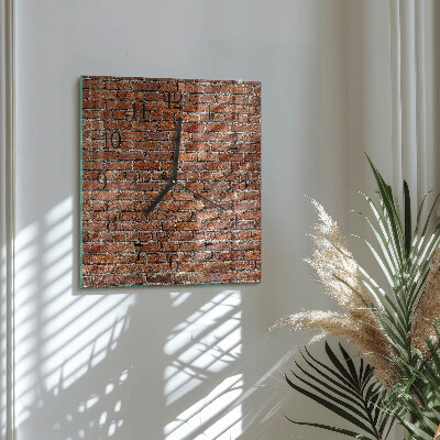 Glass wall clock square Brick