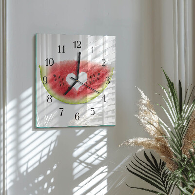 Glass wall clock square Watermelon