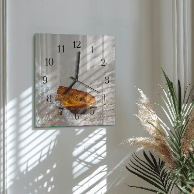 Glass wall clock square Amber