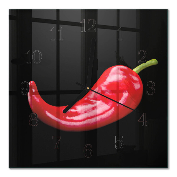 Glass wall clock square Chili peppers