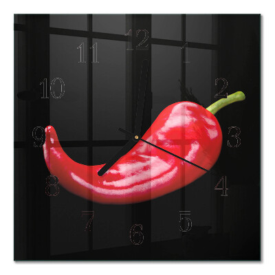 Glass wall clock square Chili peppers
