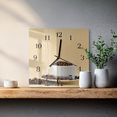 Glass clock square Coffee