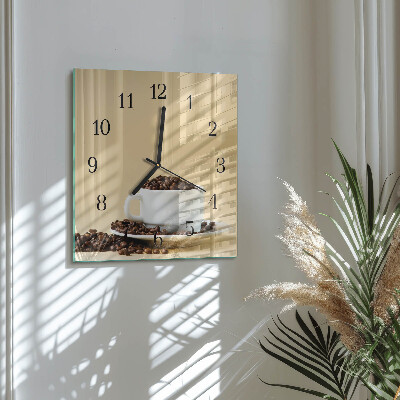 Glass clock square Coffee