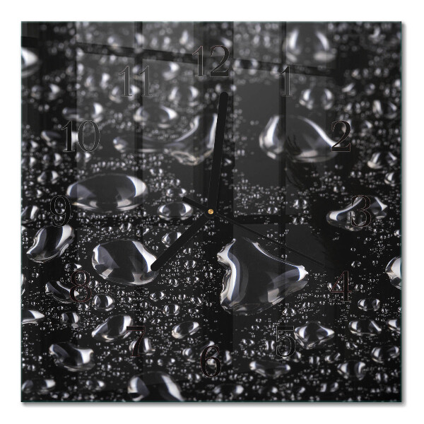 Glass wall clock square Drops