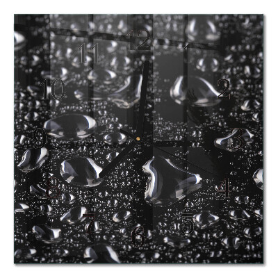 Glass wall clock square Drops