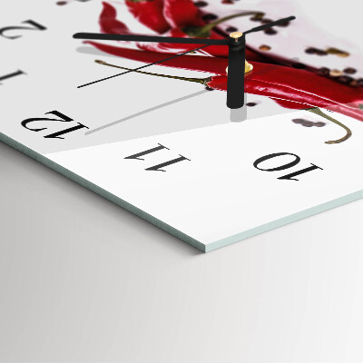 Glass wall clock square Chili peppers