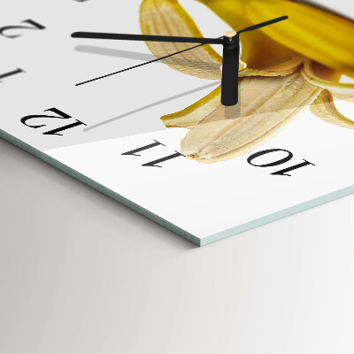 Glass clock square Bananas