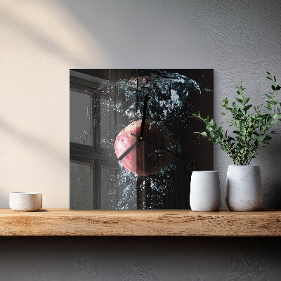 Glass clock square Apple