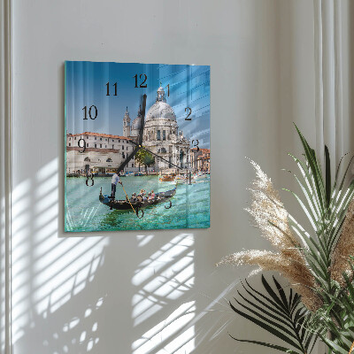 Glass wall clock square Venice