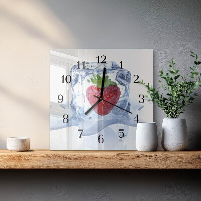 Square wall clock Strawberry ice cream