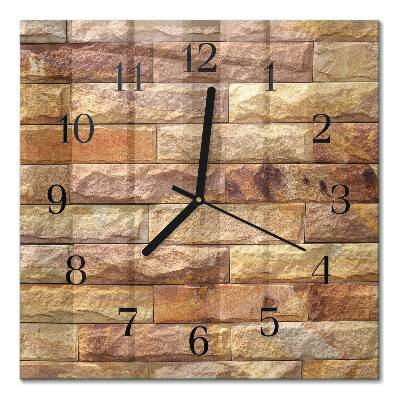 Glass wall clock square Brick