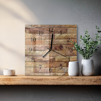 Glass wall clock square Brick