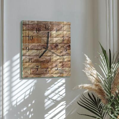 Glass wall clock square Brick