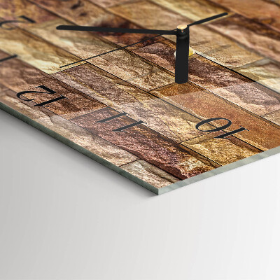 Glass wall clock square Brick
