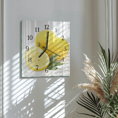 Glass clock square Lemons