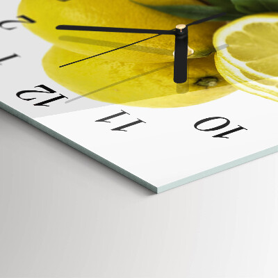 Glass clock square Lemons