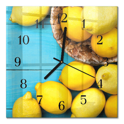 Glass wall clock square Lemons