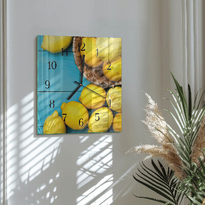 Glass wall clock square Lemons