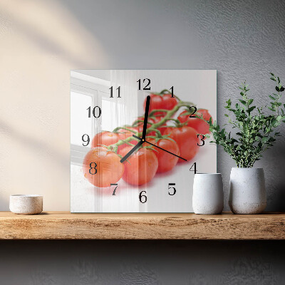 Glass wall clock square Tomatoes