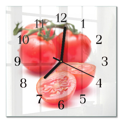 Glass clock square Tomatoes