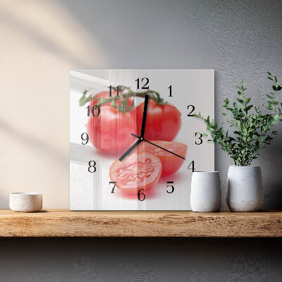Glass clock square Tomatoes