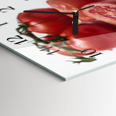 Glass clock square Tomatoes
