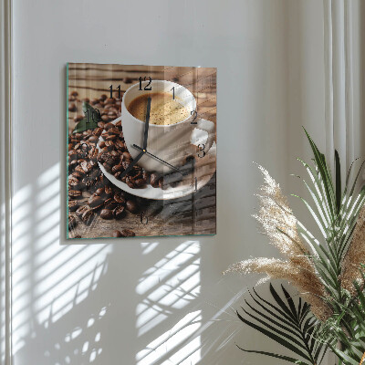 Glass wall clock square Coffee