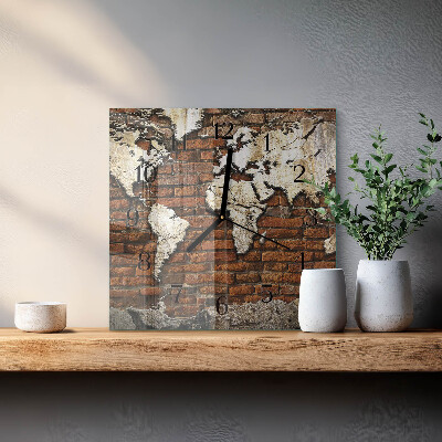 Square kitchen clock Continents