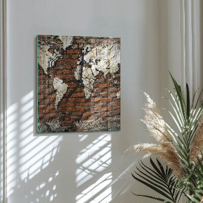 Square kitchen clock Continents