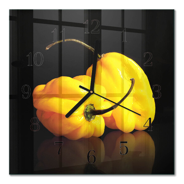 Glass clock square Pepper