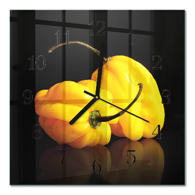 Glass clock square Pepper