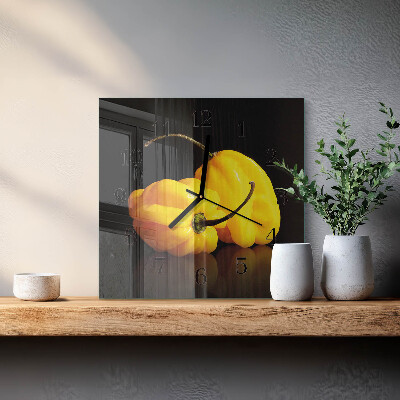 Glass clock square Pepper