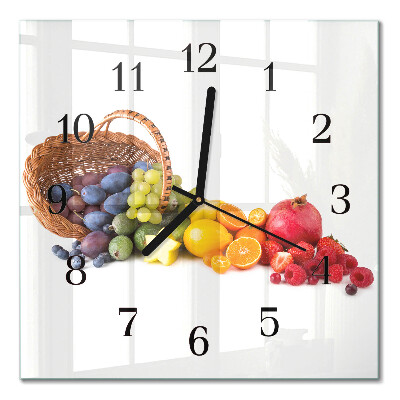 Glass wall clock square Fruit