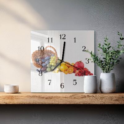 Glass wall clock square Fruit