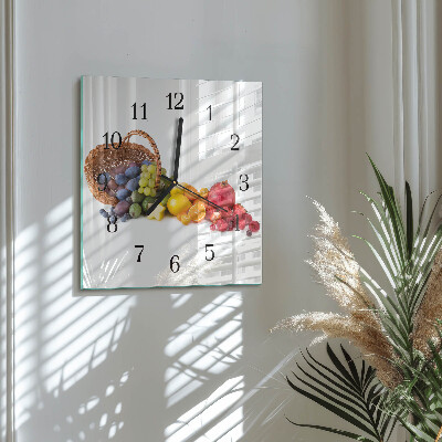 Glass wall clock square Fruit