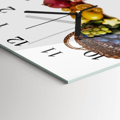 Glass wall clock square Fruit