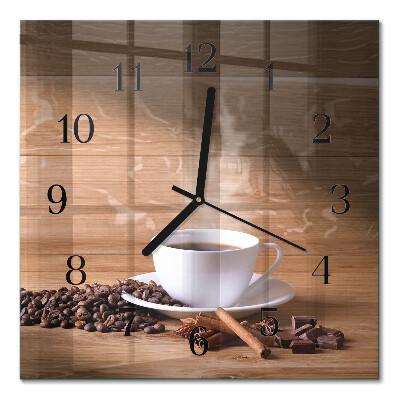 Glass clock square Coffee