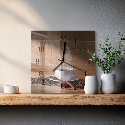 Glass clock square Coffee