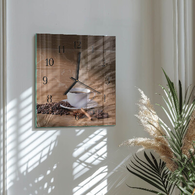 Glass clock square Coffee