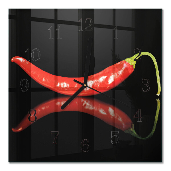 Glass wall clock square Chili peppers