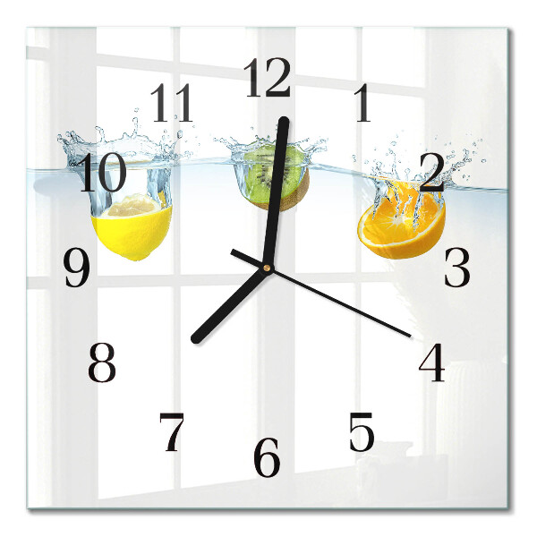 Glass wall clock square Kiwi