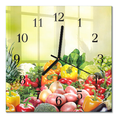 Glass clock square Vegetables