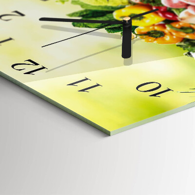 Glass clock square Vegetables