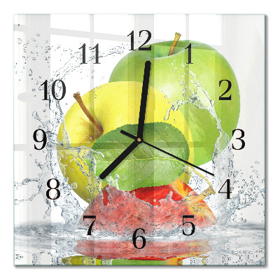 Glass wall clock square Apple