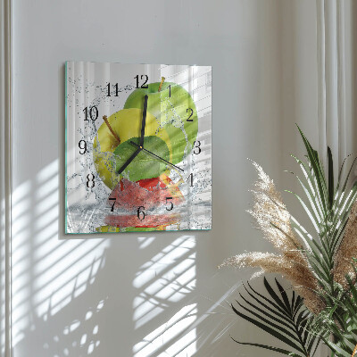 Glass wall clock square Apple