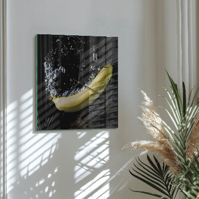 Glass clock square Banana