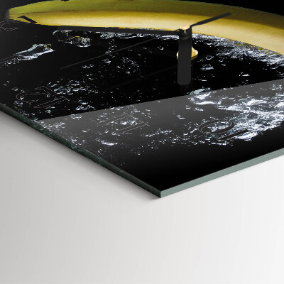 Glass clock square Banana