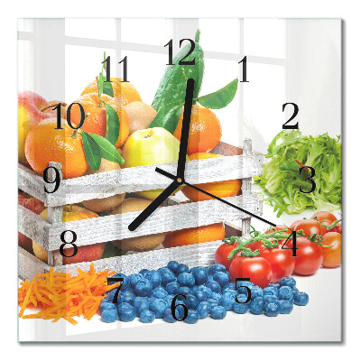 Glass wall clock square Vegetables