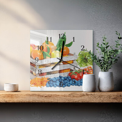 Glass wall clock square Vegetables